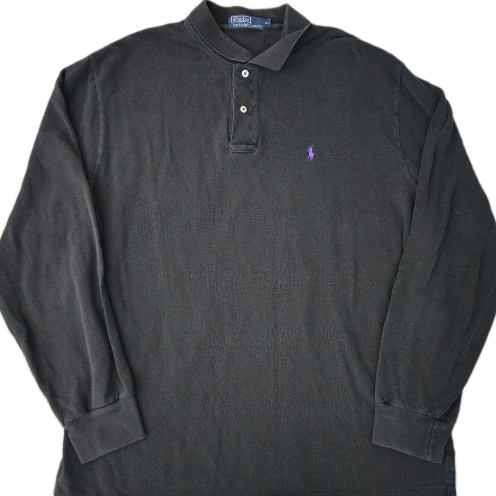 Vintage Polo Ralph Lauren Men's Classic Long Sleeve Polo Shirt Black Size XL